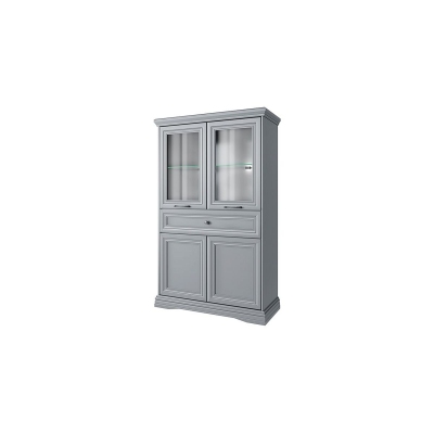 Шкаф с витриной Валенсия 2V2D1S серый